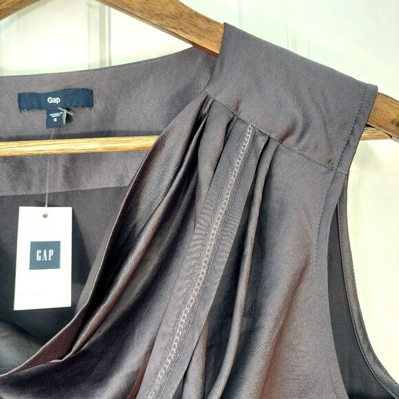 GAP Gray Silky Sleeveless Tank Top Blouse w/Decorative Corded Scoop Neck Sz 6 - Picture 4 of 12